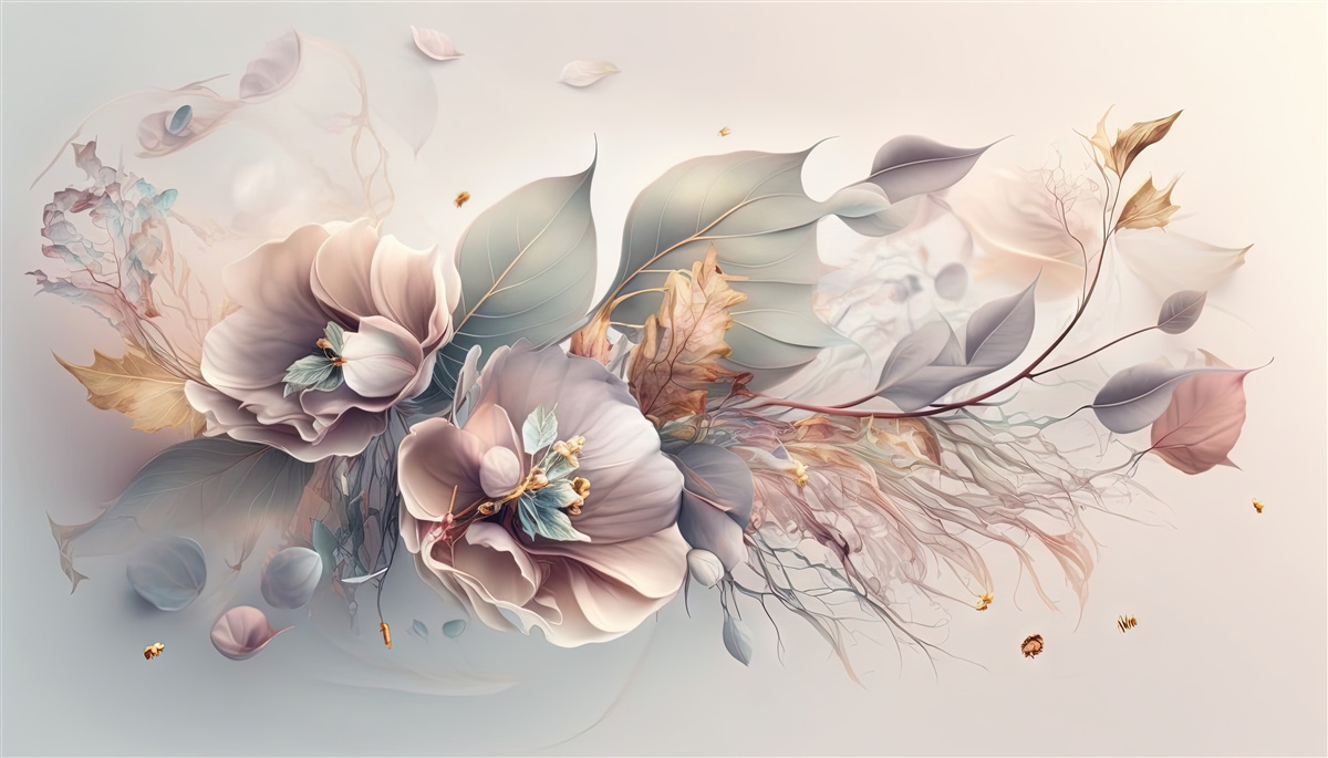 Carta da parati Ramo di fiori colorati su sfondo chiaro