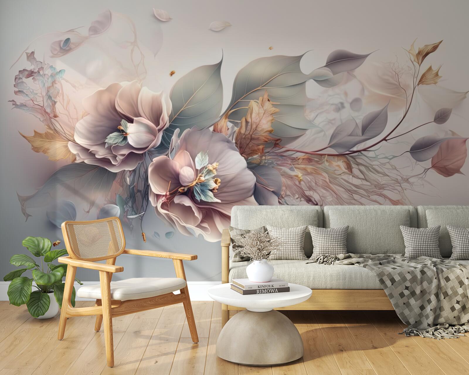 Carta da parati Ramo di fiori colorati su sfondo chiaro