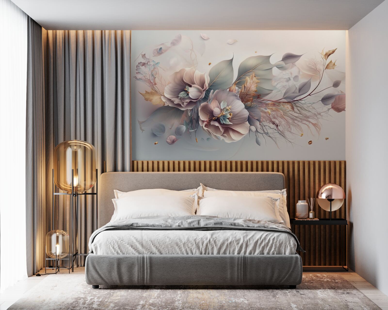 Carta da parati Ramo di fiori colorati su sfondo chiaro