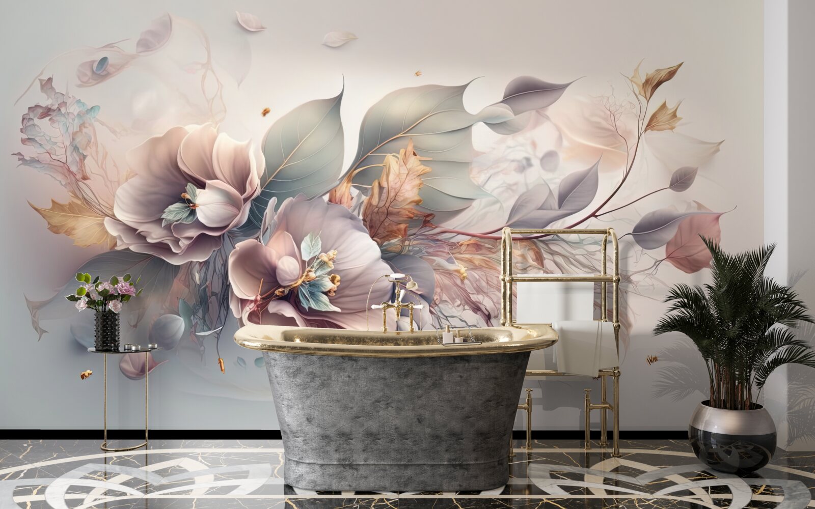 Carta da parati Ramo di fiori colorati su sfondo chiaro