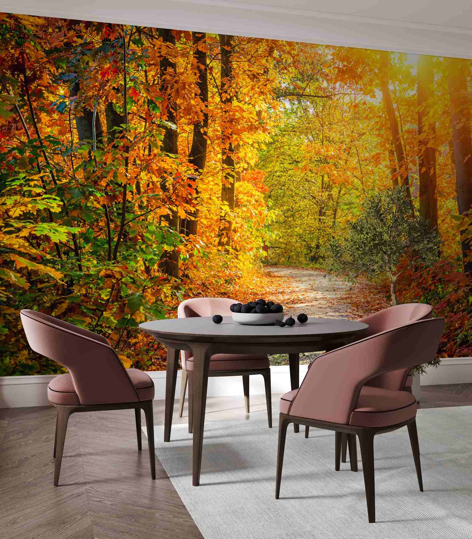 Carta da parati tramonto con sole autunnale