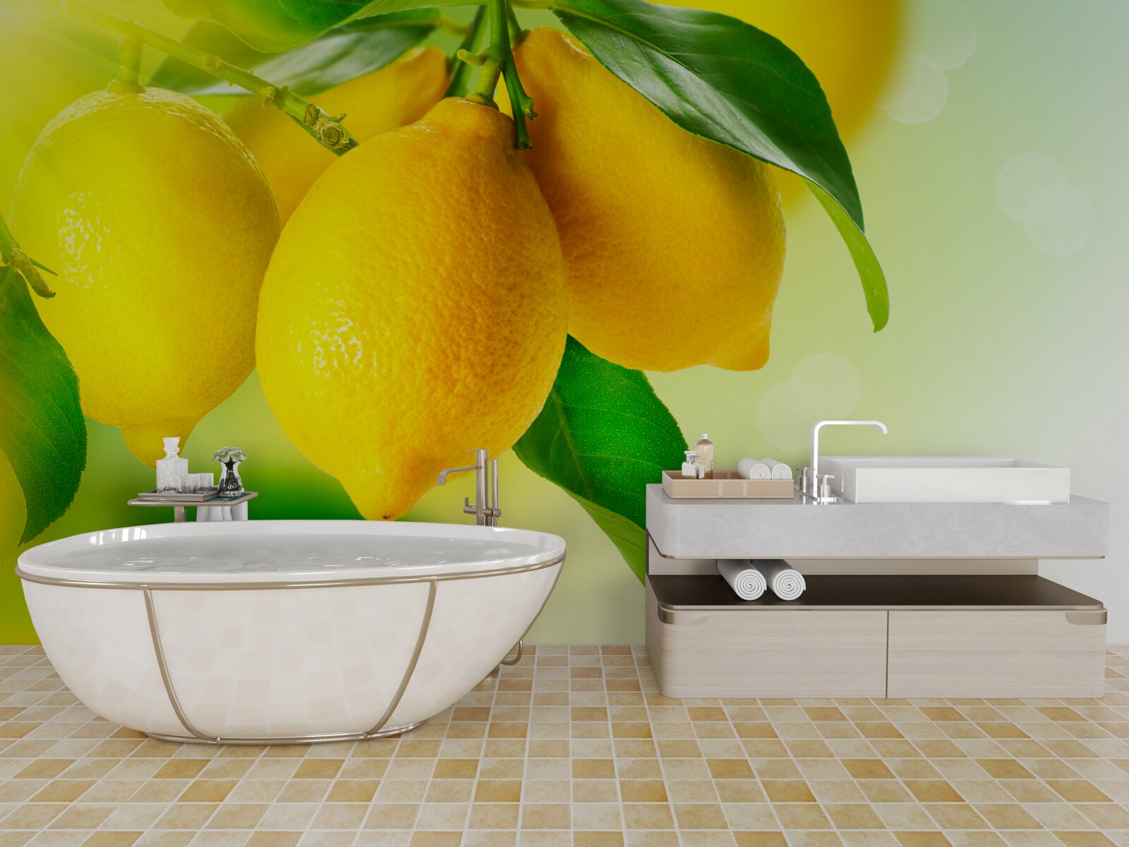 Carta da parati I limoni hanno un colore giallo intenso