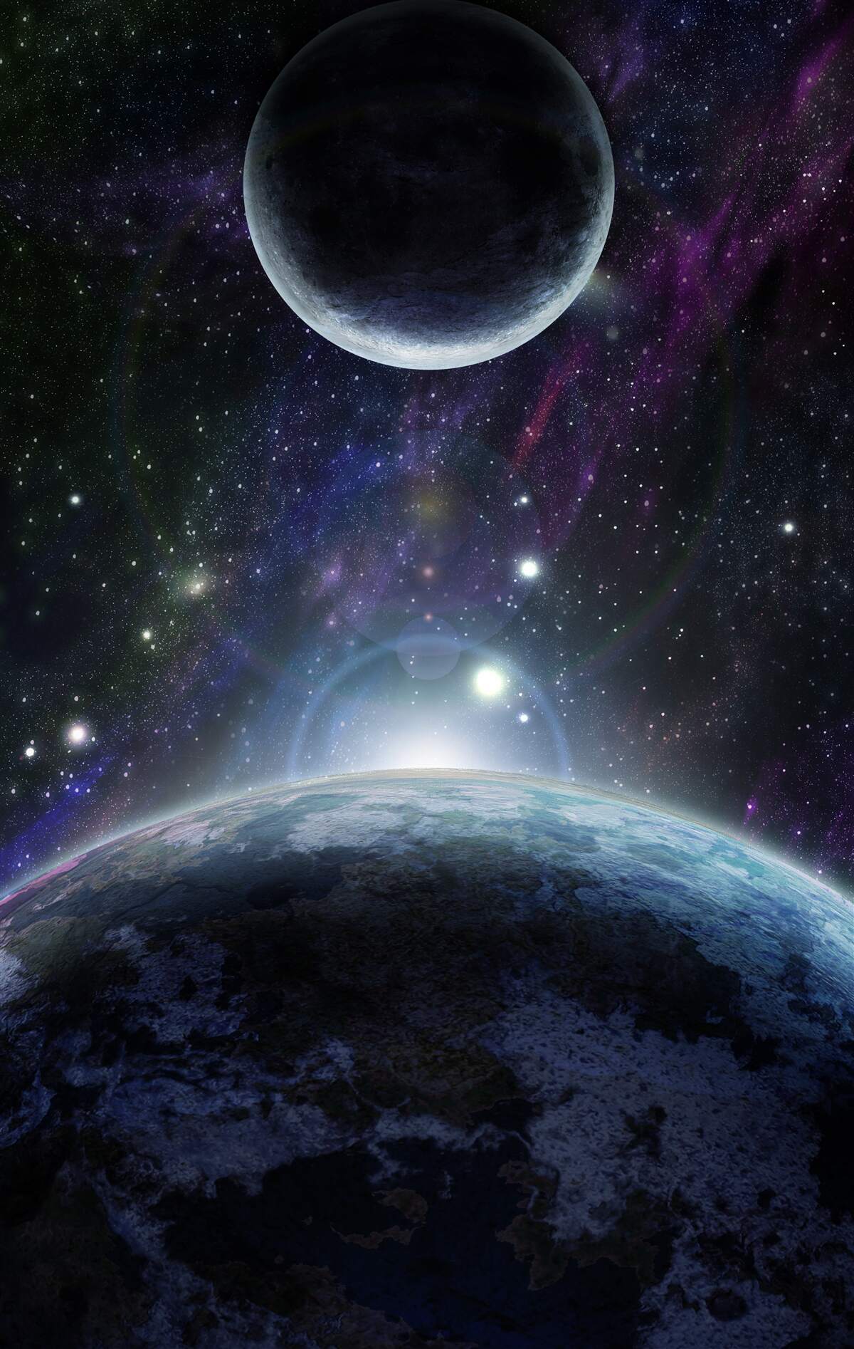 Carta da parati la terra e la luna sono nello spazio