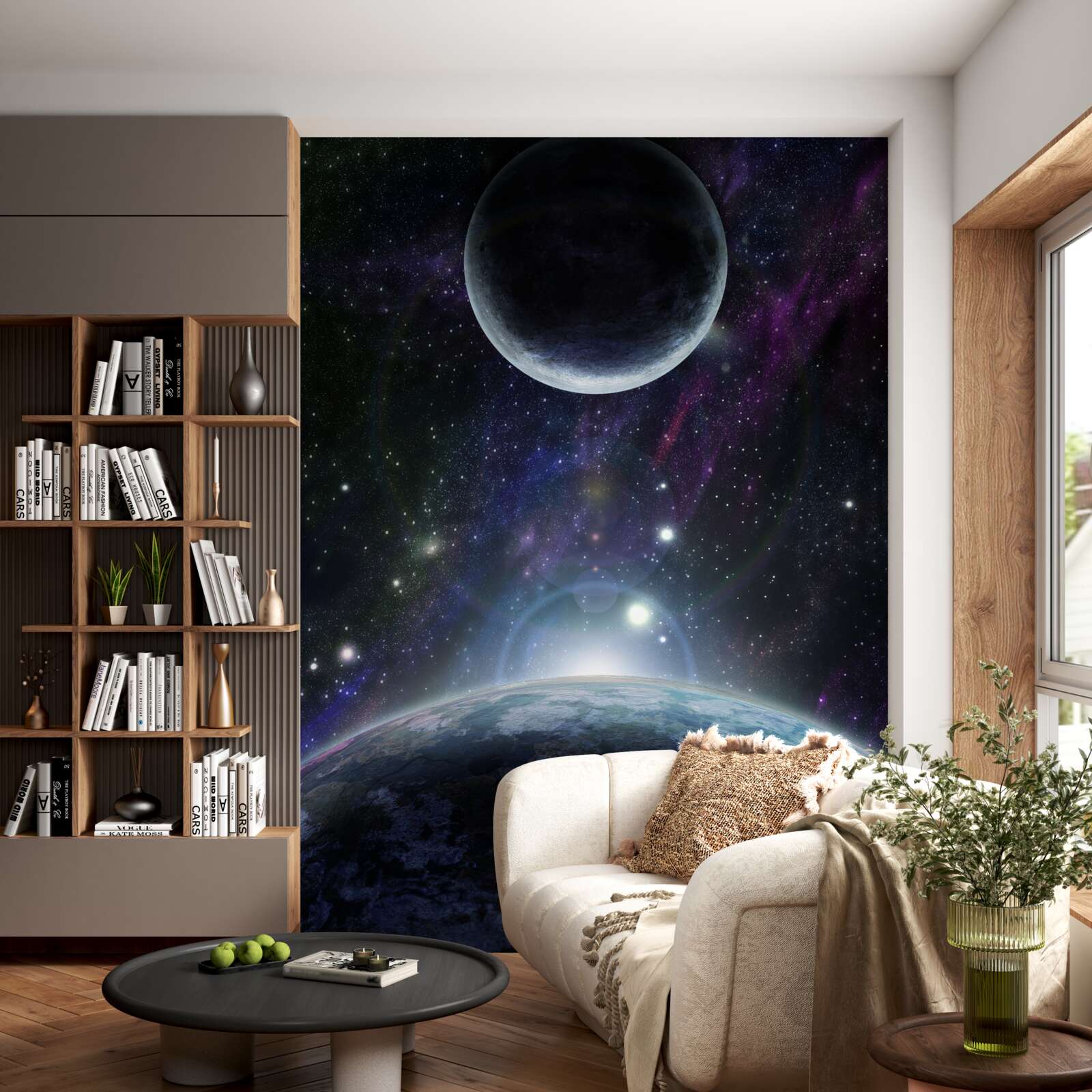 Carta da parati la terra e la luna sono nello spazio