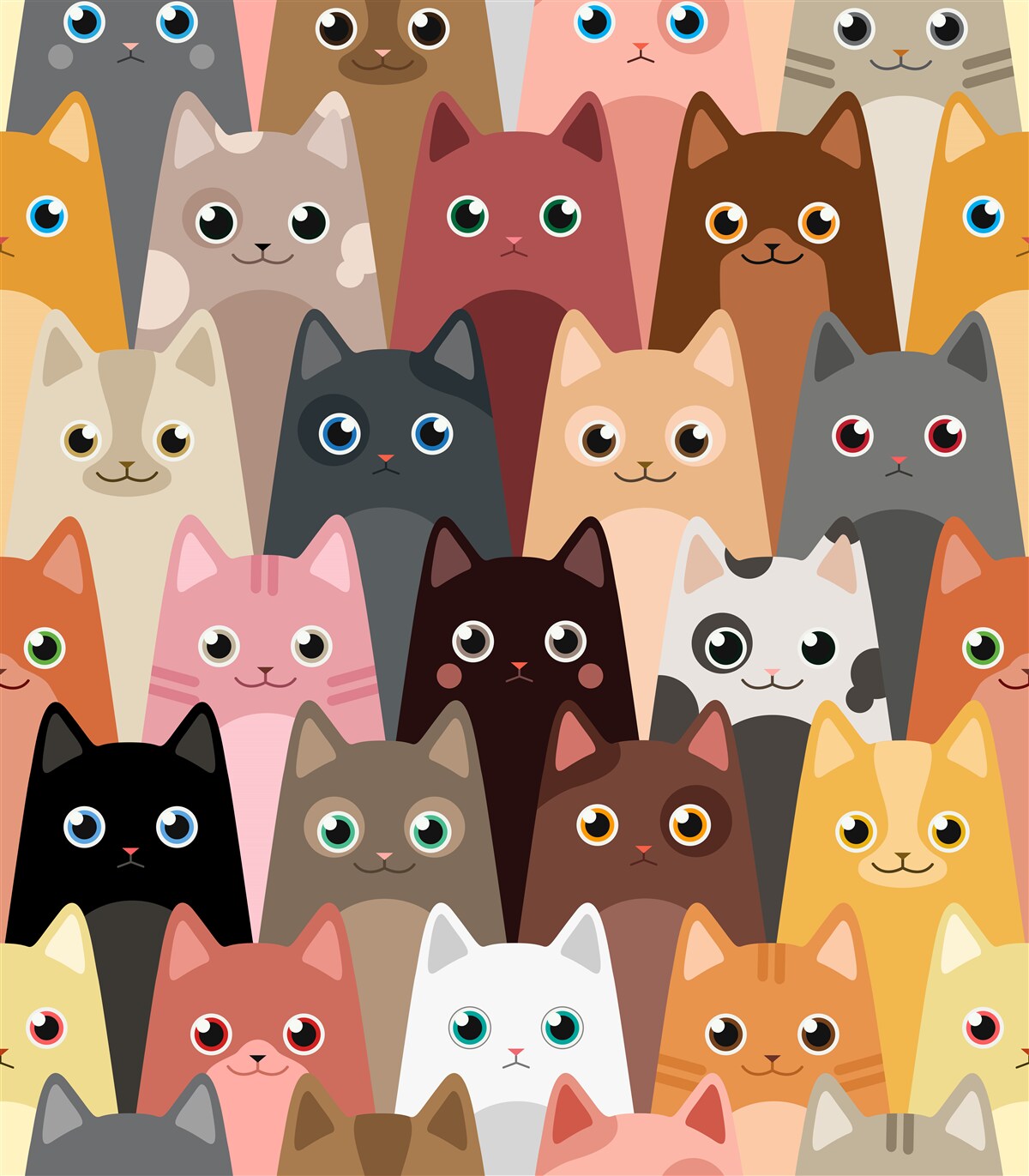 Carta da parati tanti gatti con tanti occhi