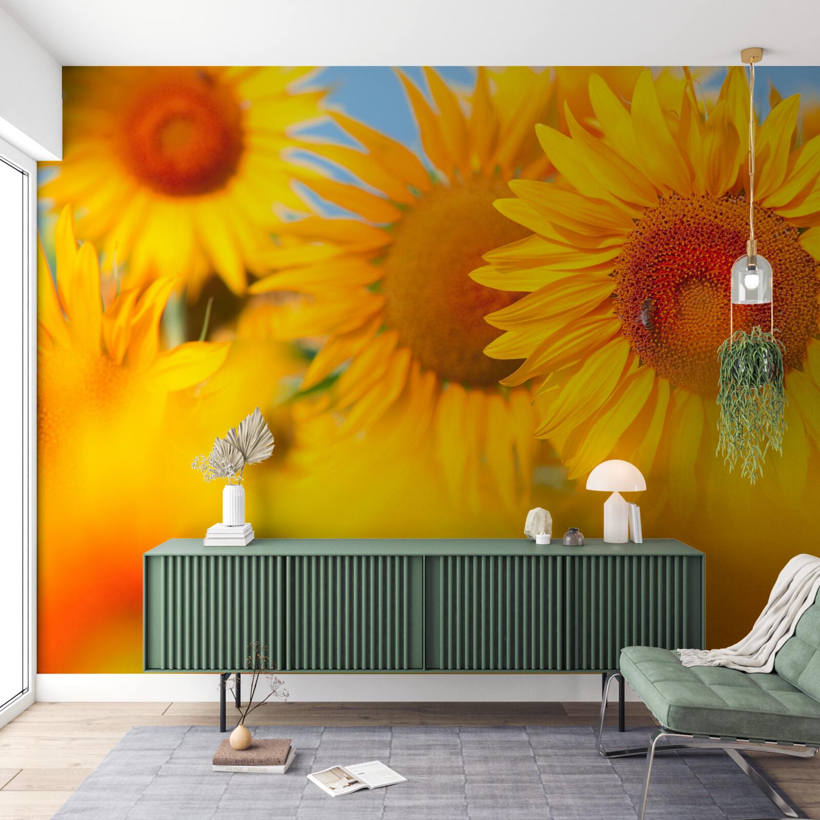 Carta da parati girasoli sotto il sole