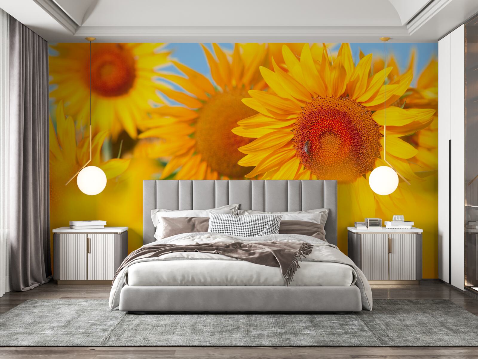 Carta da parati girasoli sotto il sole