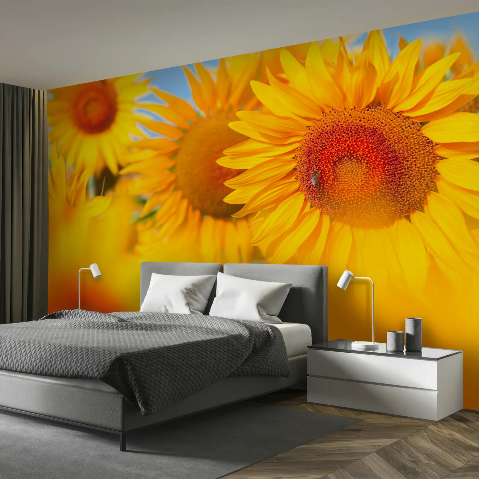 Carta da parati girasoli sotto il sole