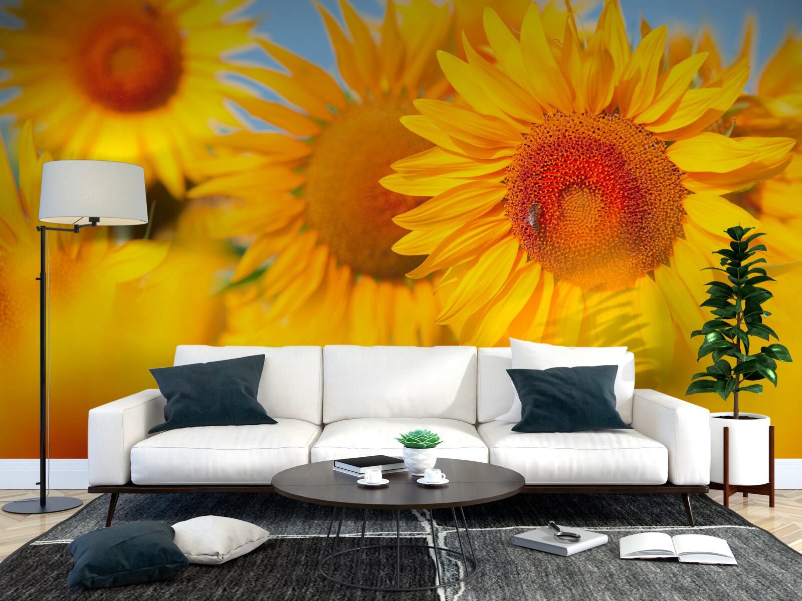 Carta da parati girasoli sotto il sole