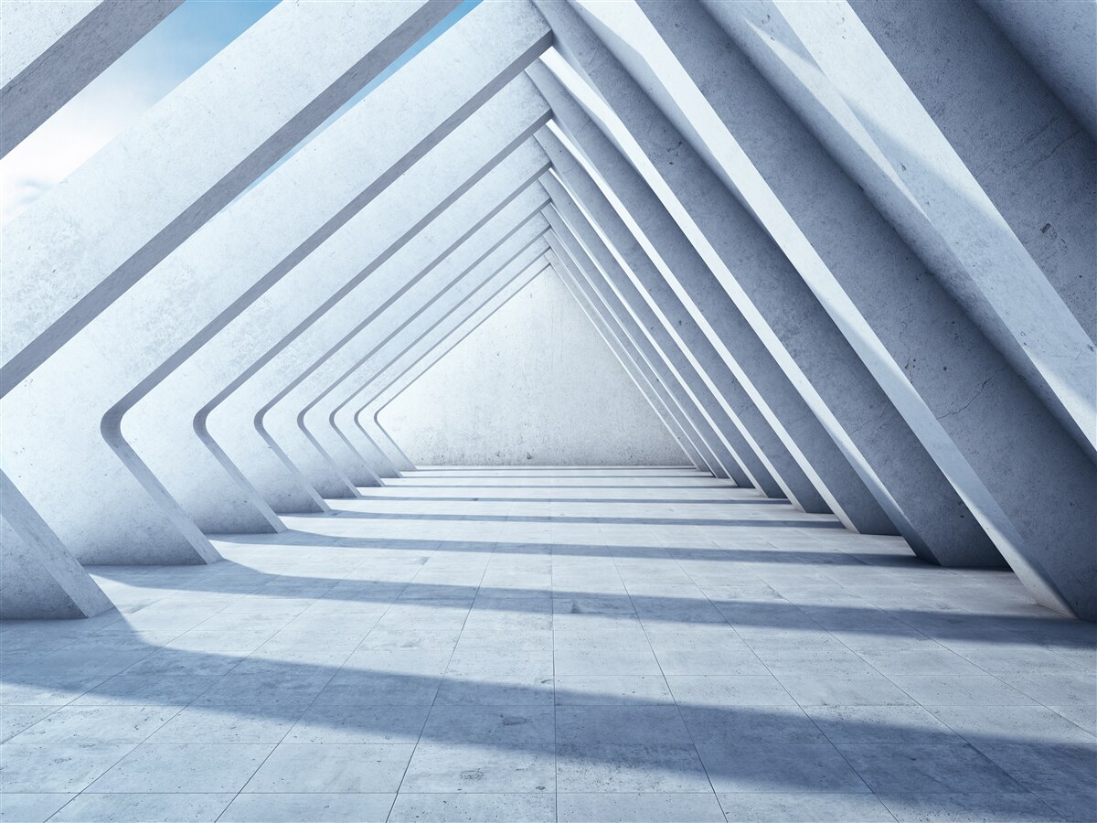 Carta da parati una galleria di archi triangolari che si estende all'infinito