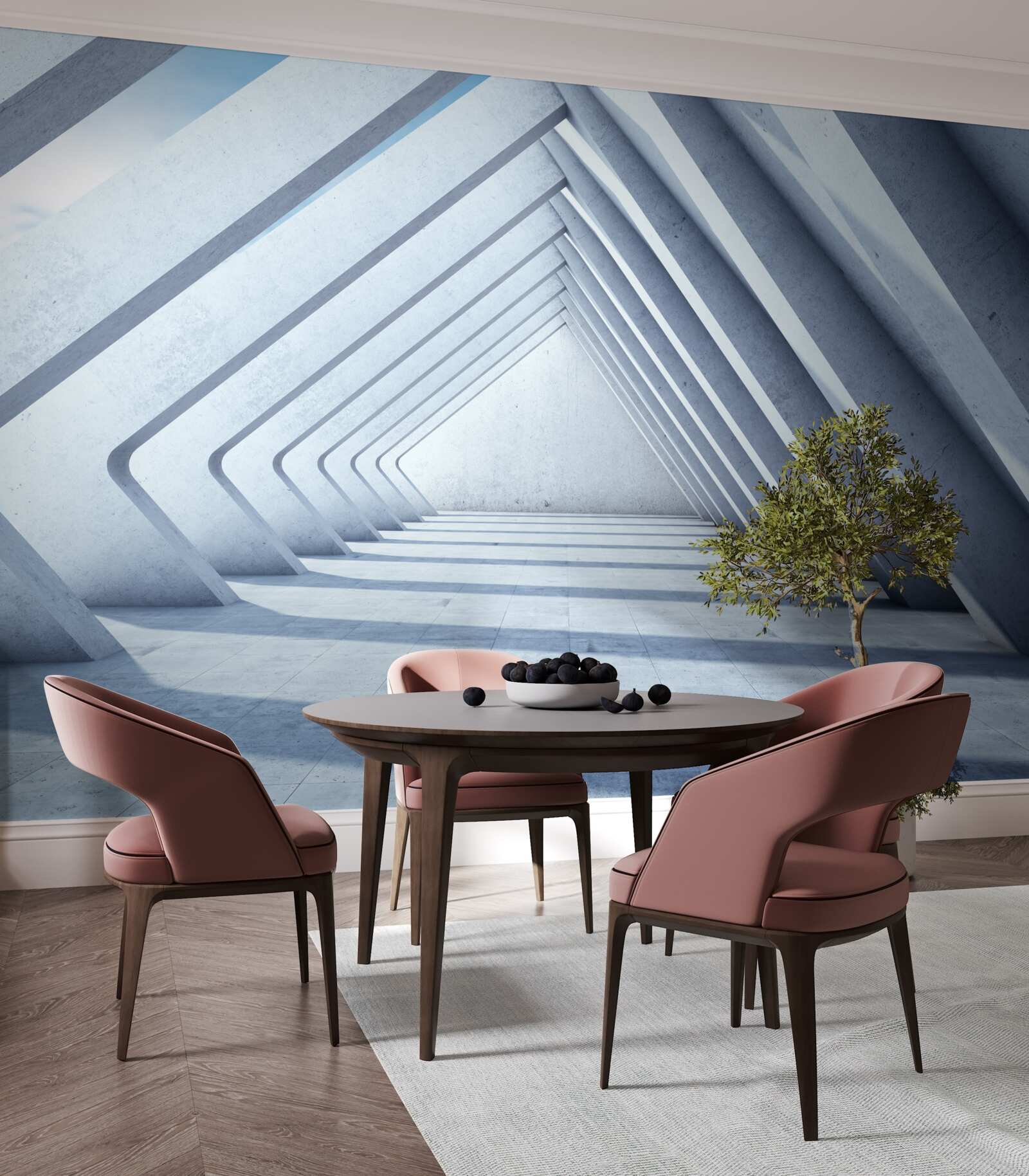 Carta da parati una galleria di archi triangolari che si estende all'infinito