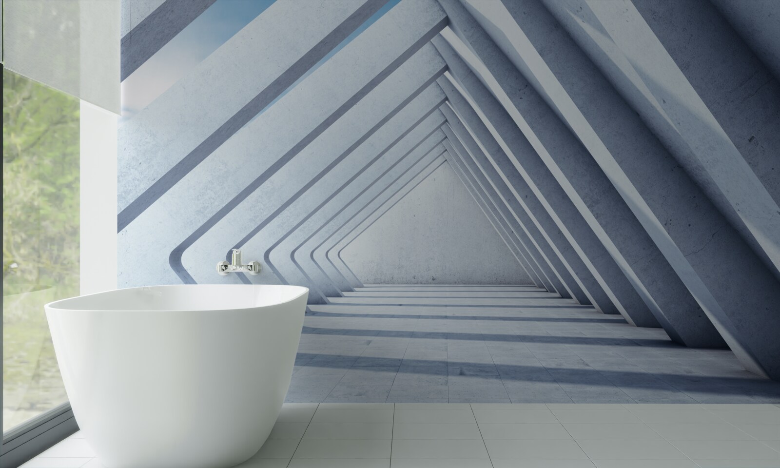 Carta da parati una galleria di archi triangolari che si estende all'infinito