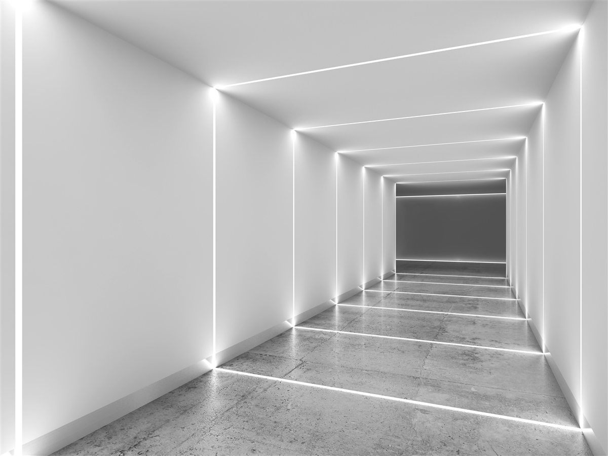 Carta da parati passaggio illuminato da luce bianca