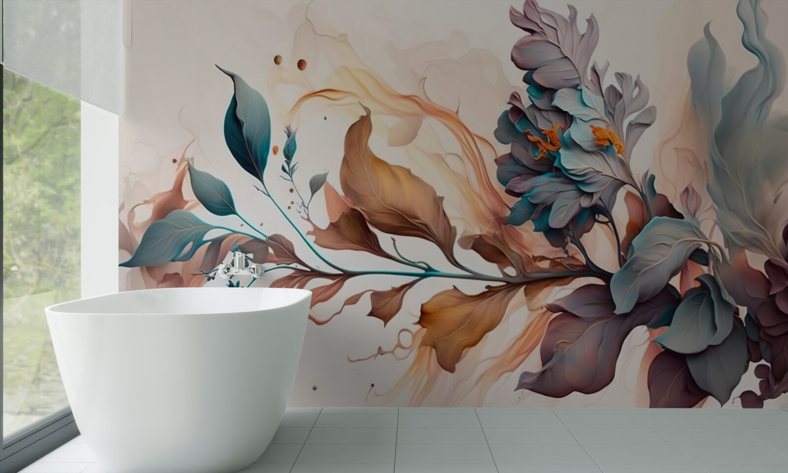 Carta da parati ramo autunnale colorato di foglie