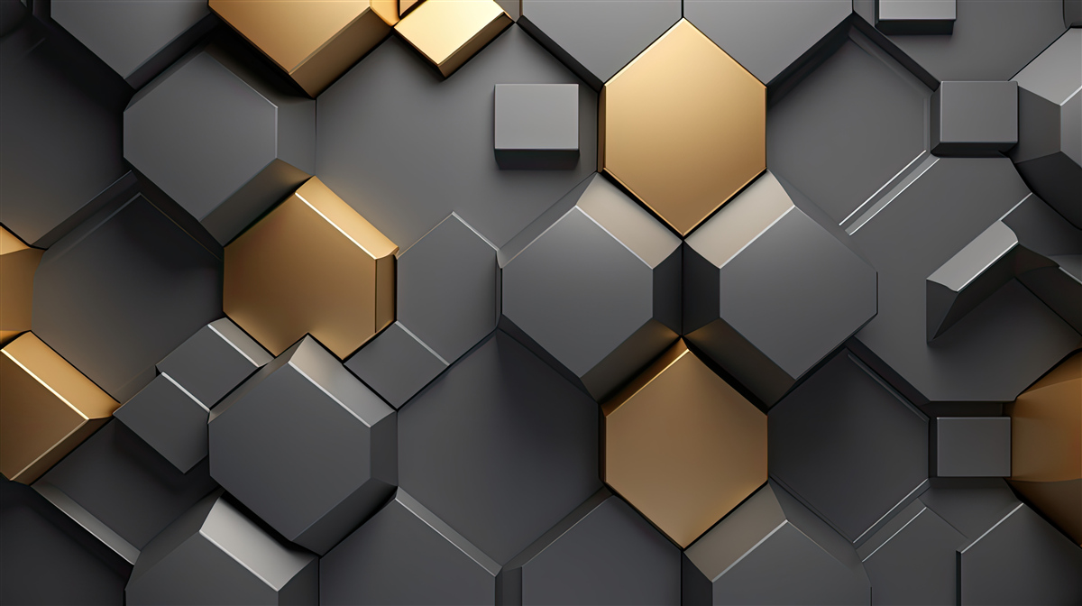 Carta da parati forme geometriche in nero e oro