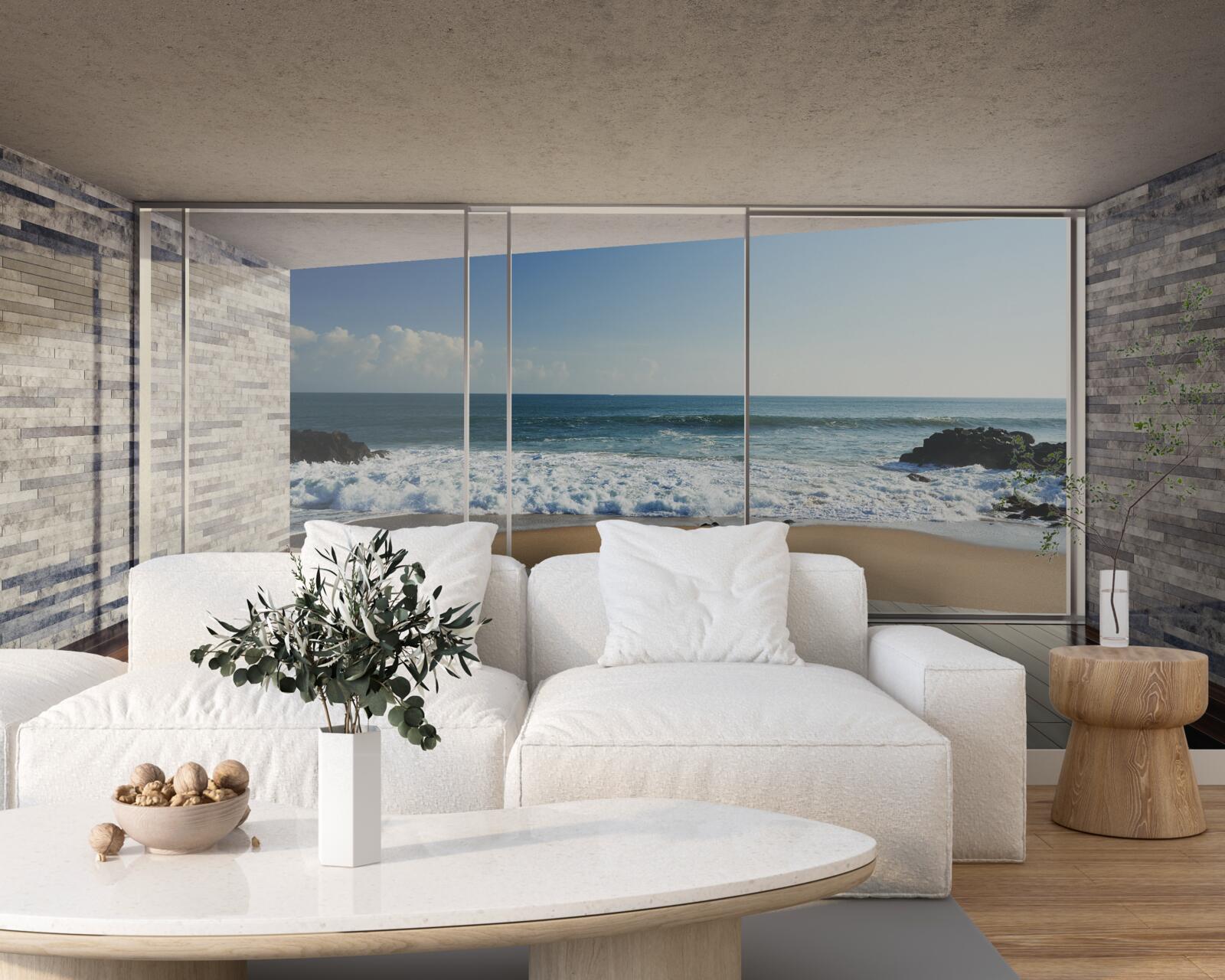 Carta da parati Le finestre panoramiche offrono una superba vista sul mare