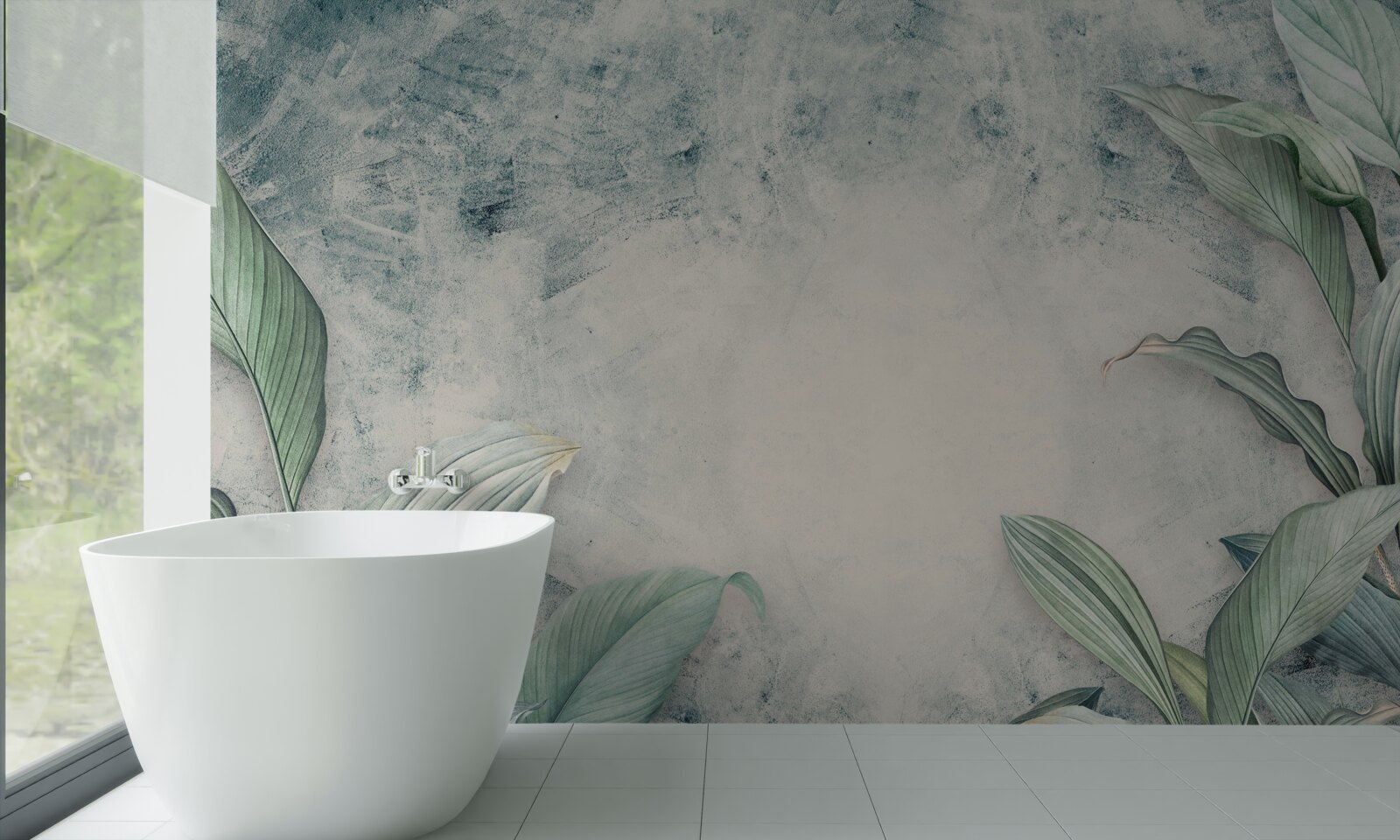 Carta da parati una nebbia avvolge le piante tropicali