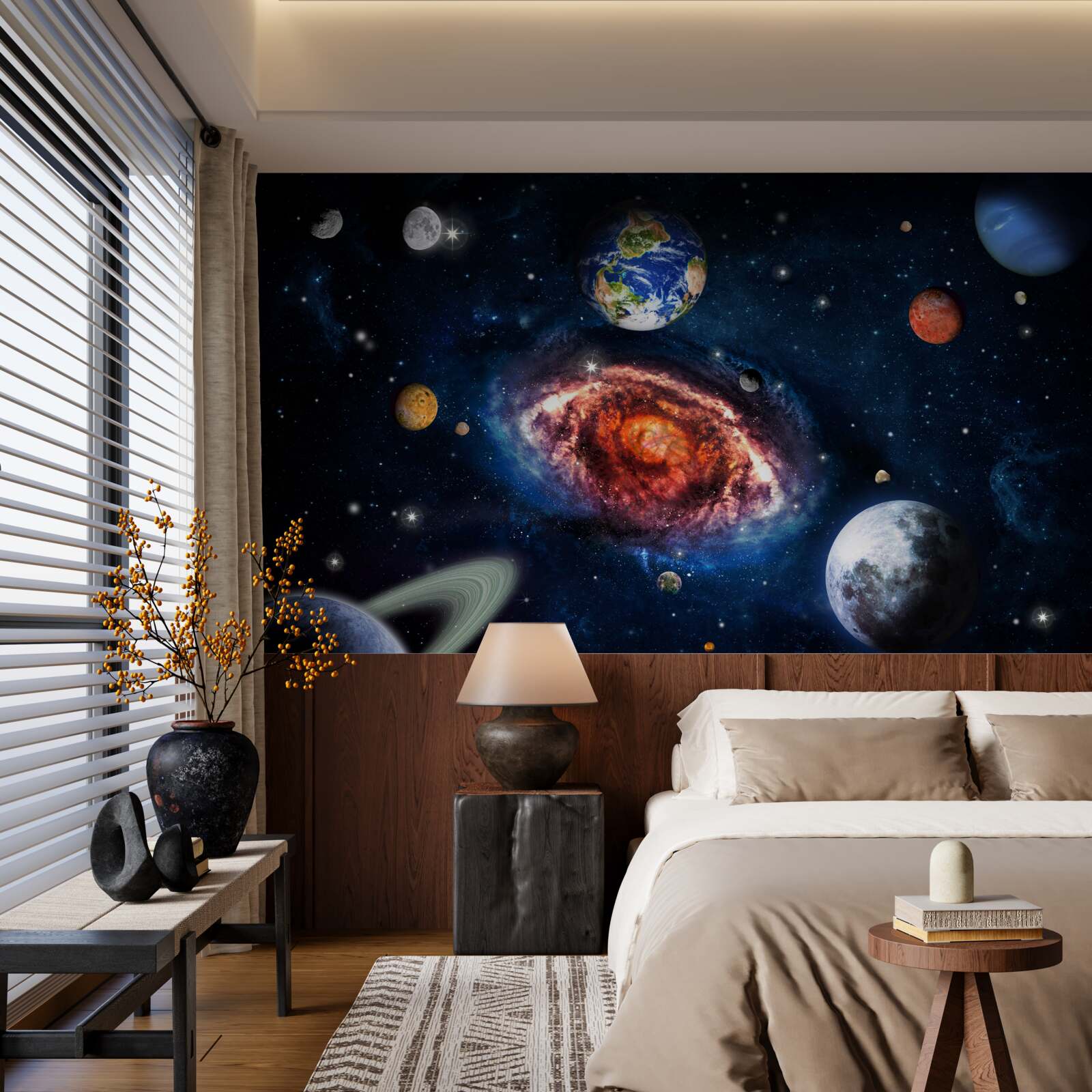 Carta da parati la galassia funge da campo di rotazione per gli oggetti cosmici