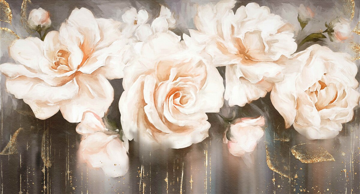 Carta da parati le rose hanno una lussuosa tonalità cremosa