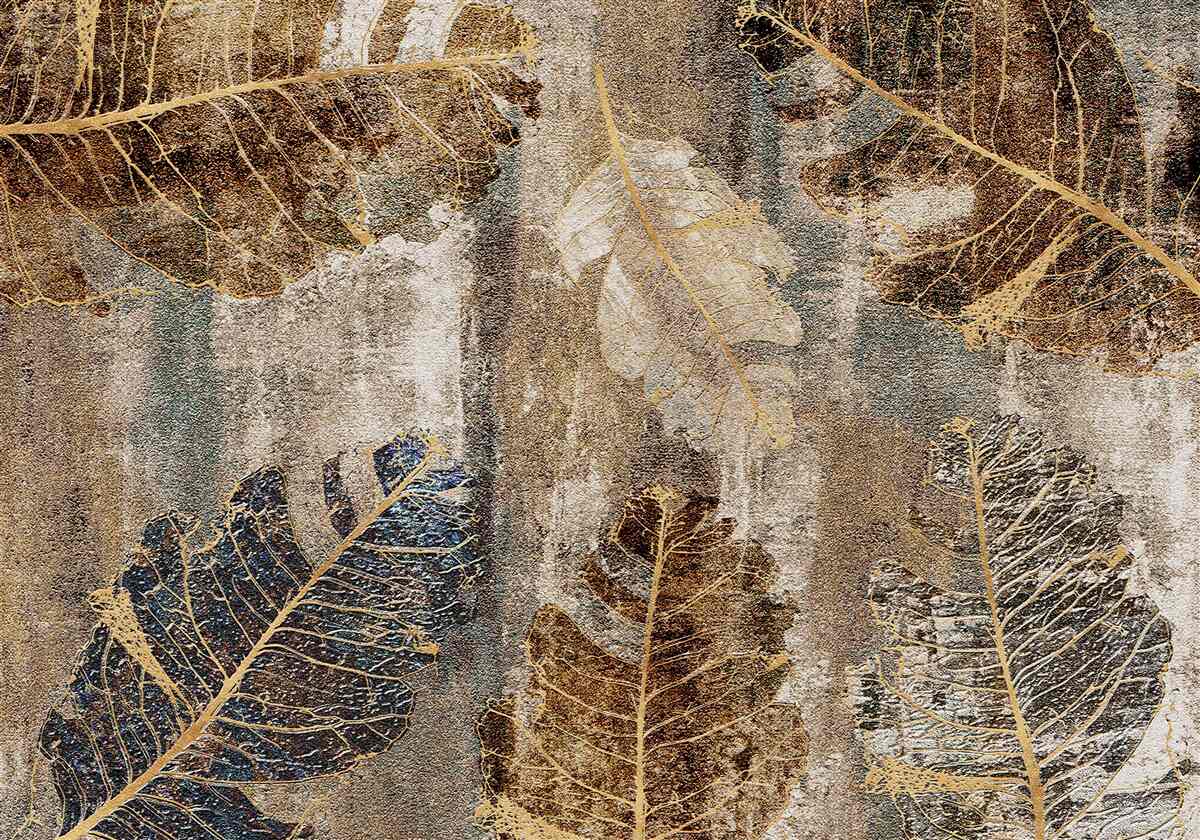 Carta da parati foglie di felce dorate e nere