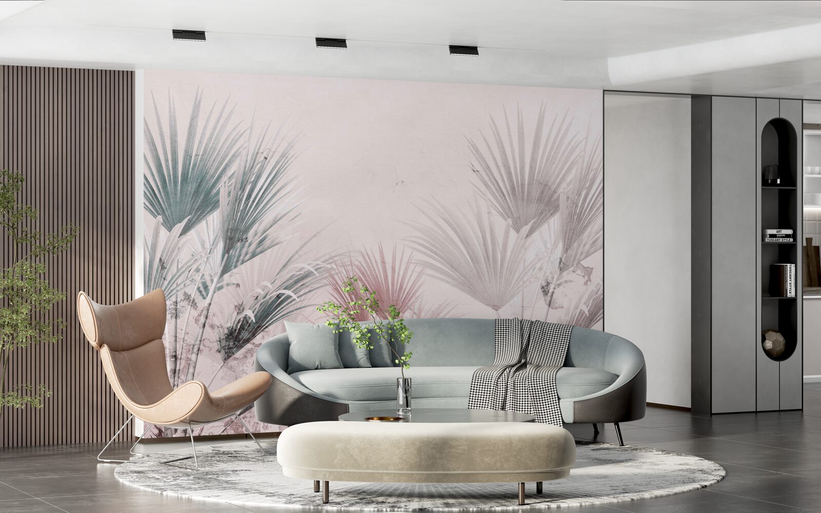 Carta da parati felci tropicali multicolori