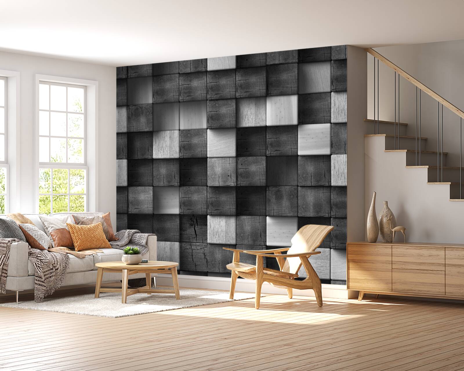 Fototapeta czarno-białe kostki 3d