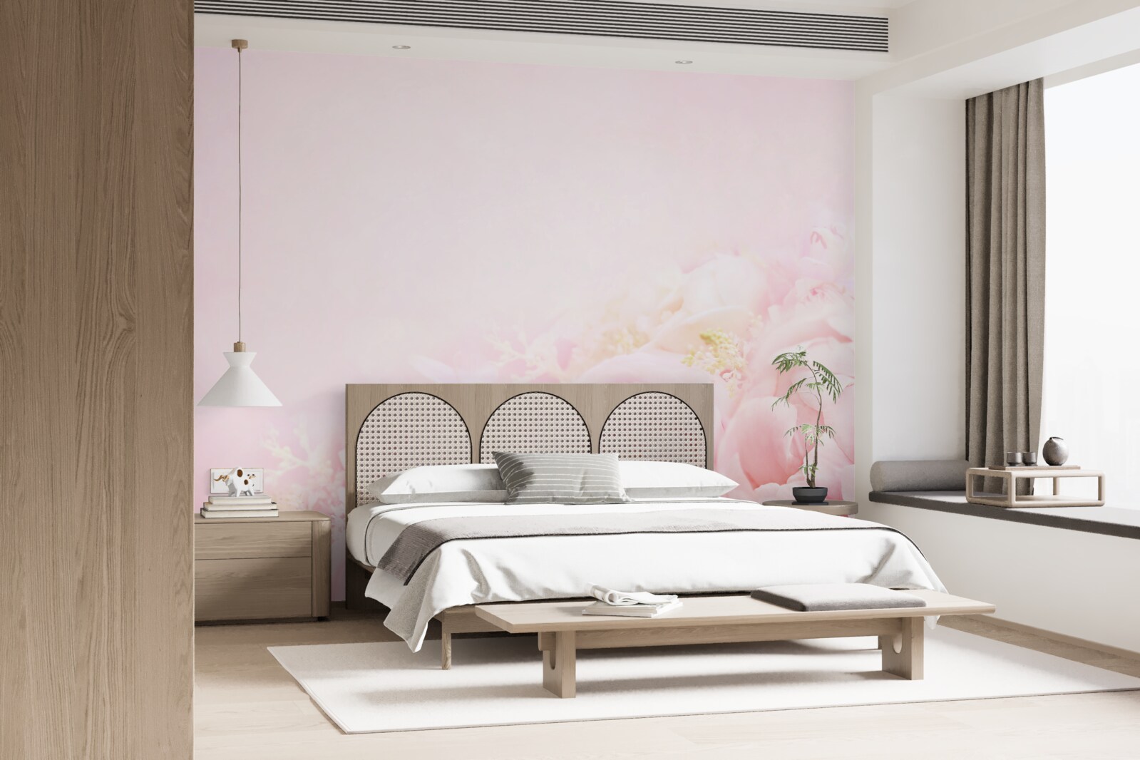 Carta da parati rosa con petali di peonia rosa