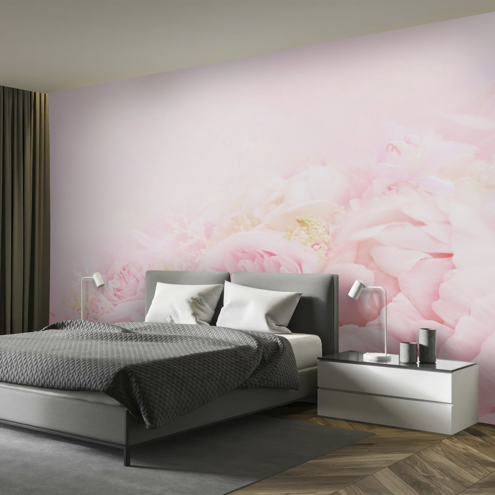 Carta da parati rosa con petali di peonia rosa