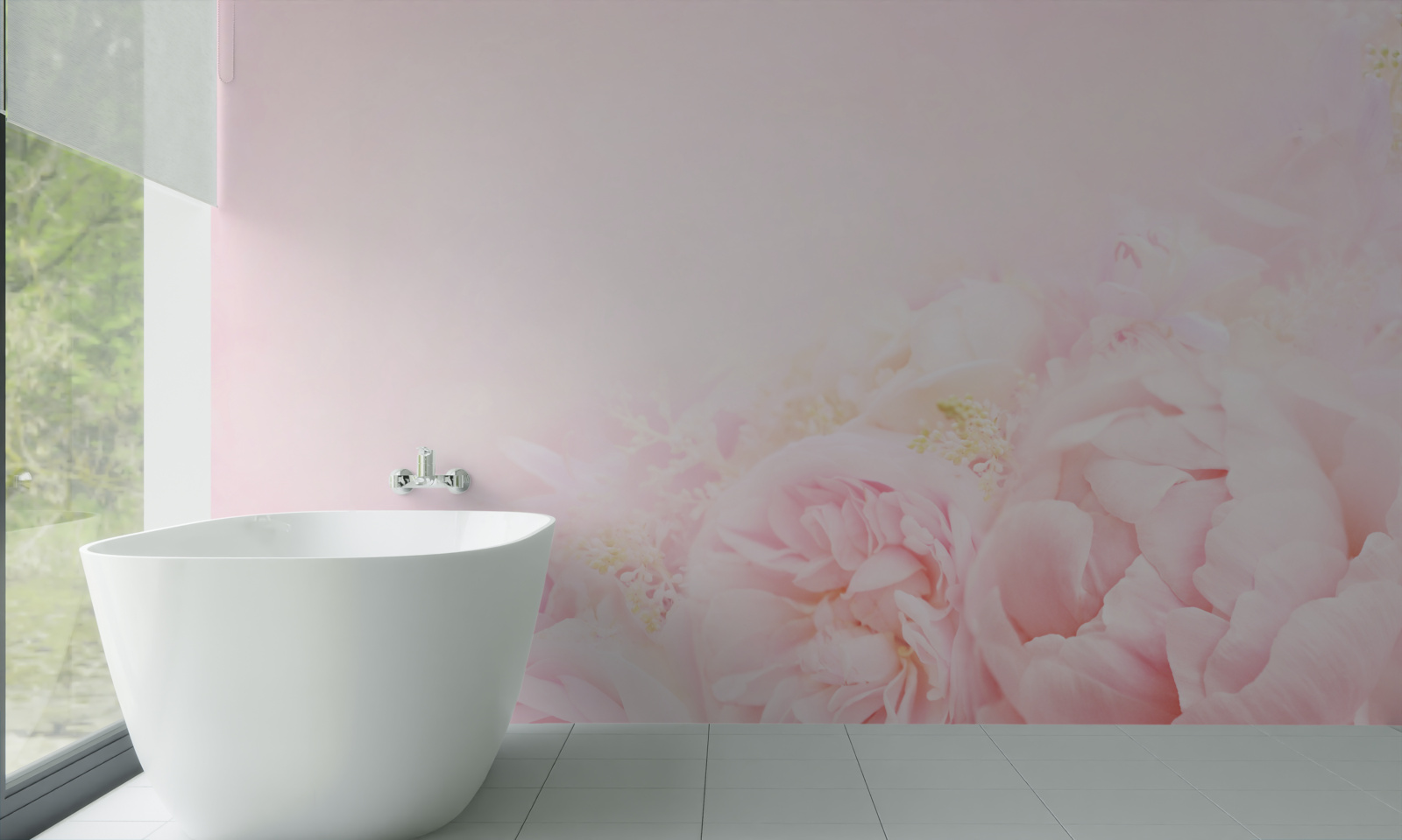 Carta da parati rosa con petali di peonia rosa
