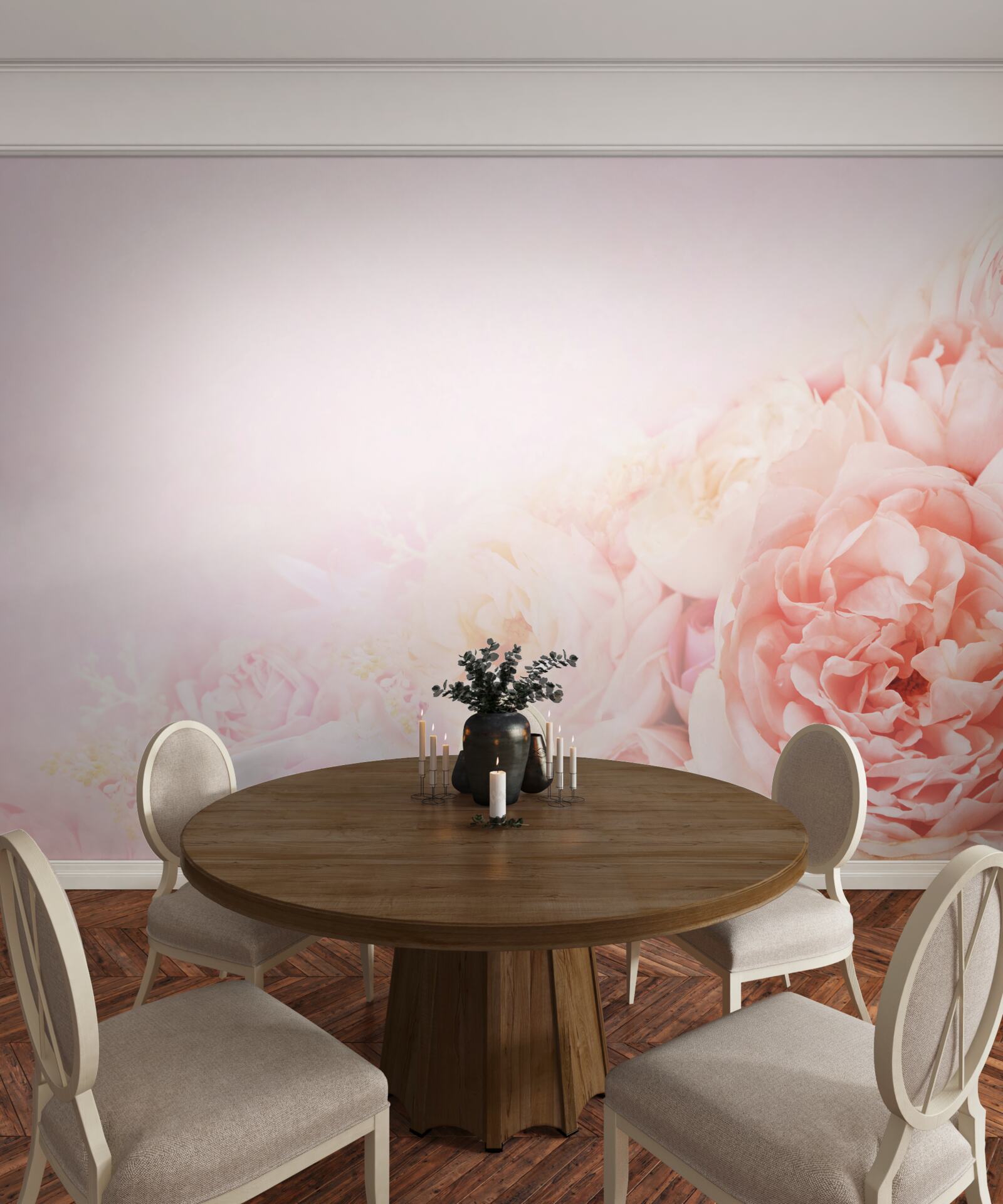 Carta da parati sottili fiori rosa