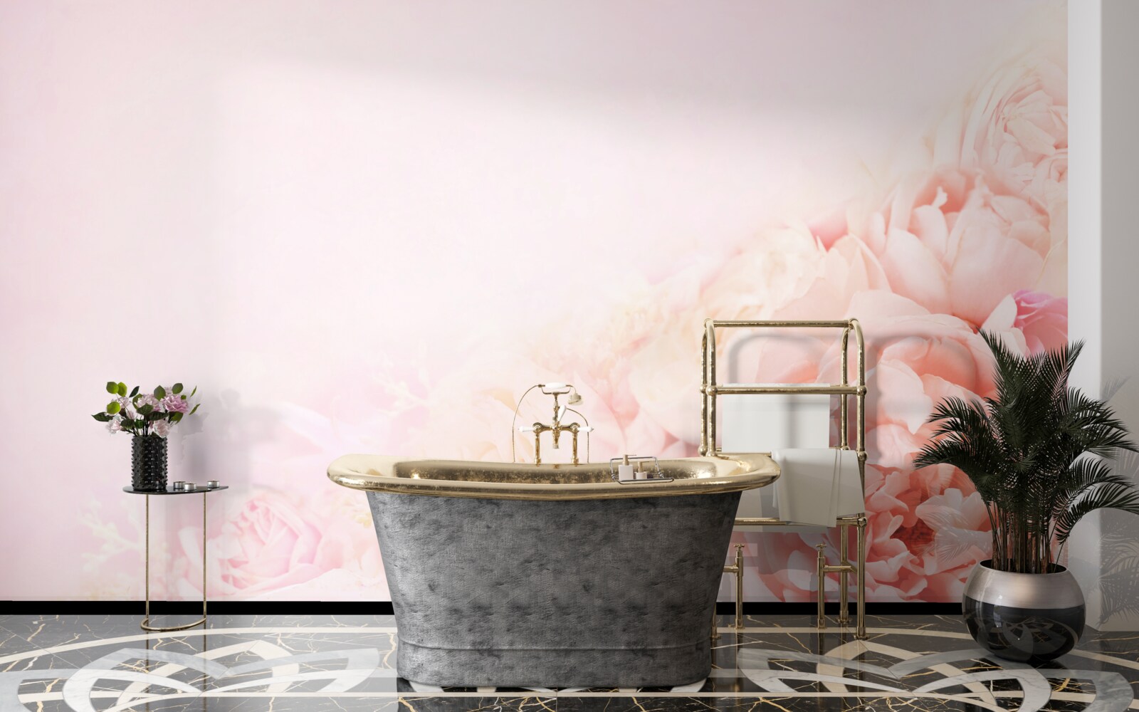 Carta da parati sottili fiori rosa