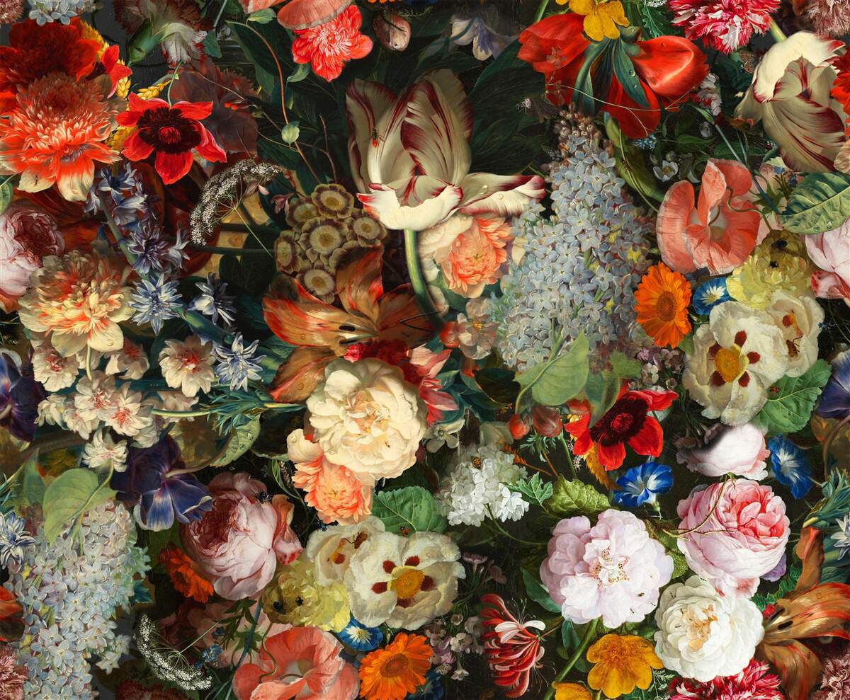 Carta da parati Fiori stagionali vivi in piena fioritura estiva