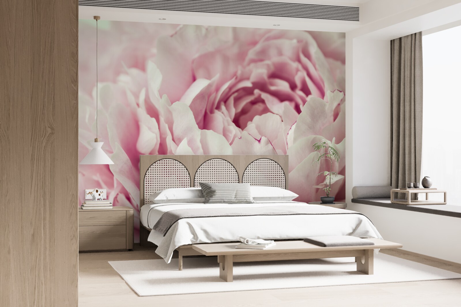 Carta da parati foglie morbide del fiore rosa