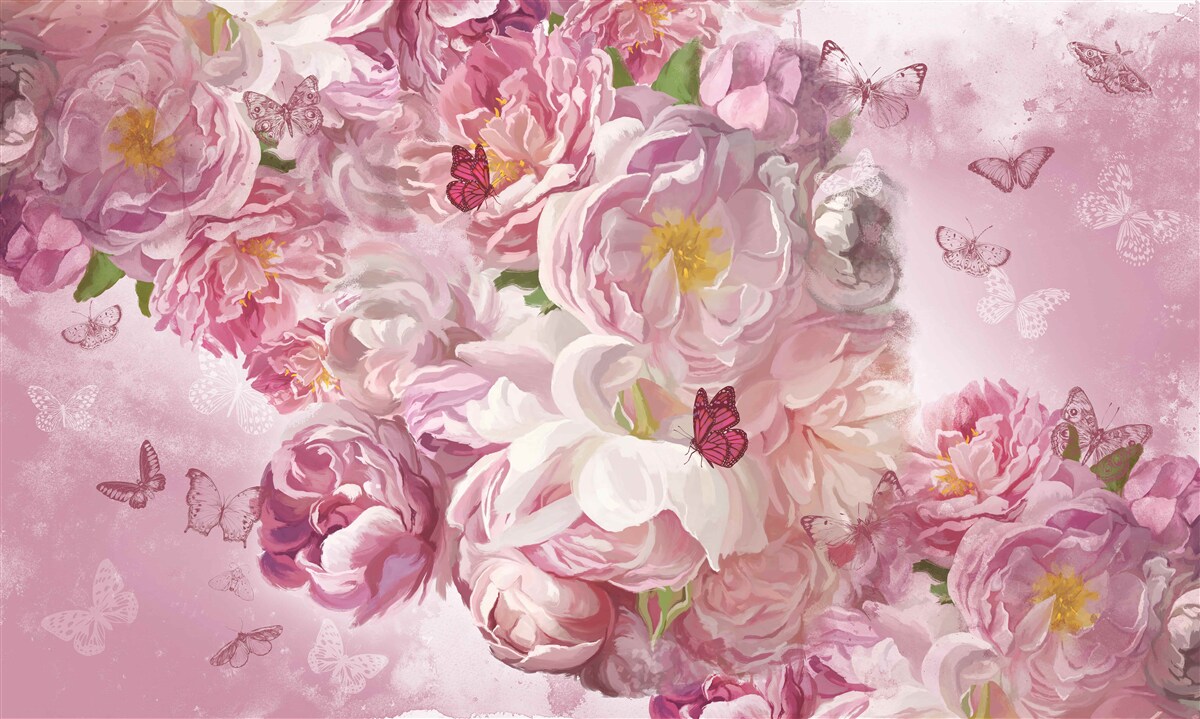 Carta da parati ramo decorato con boccioli di fiori