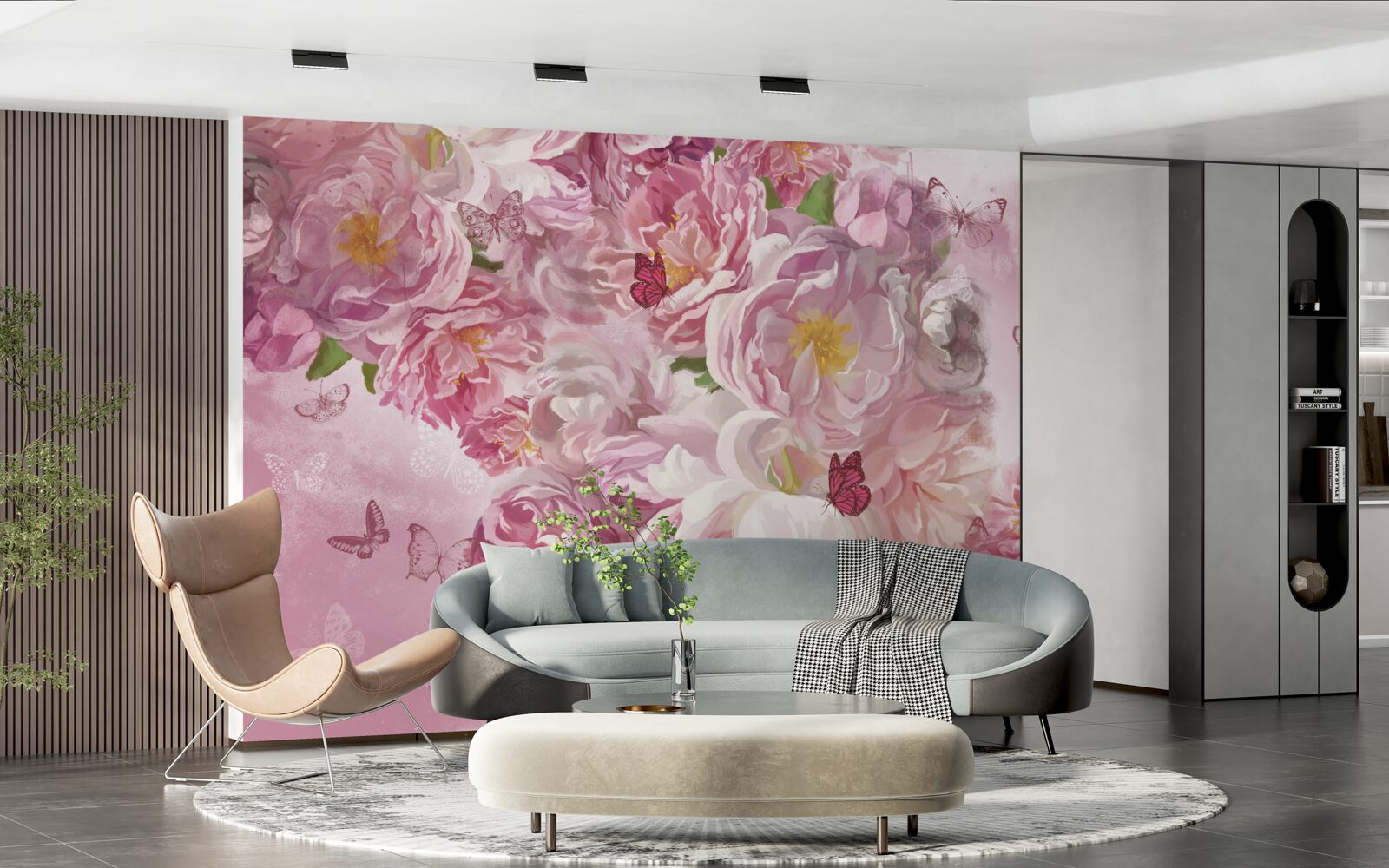 Carta da parati ramo decorato con boccioli di fiori