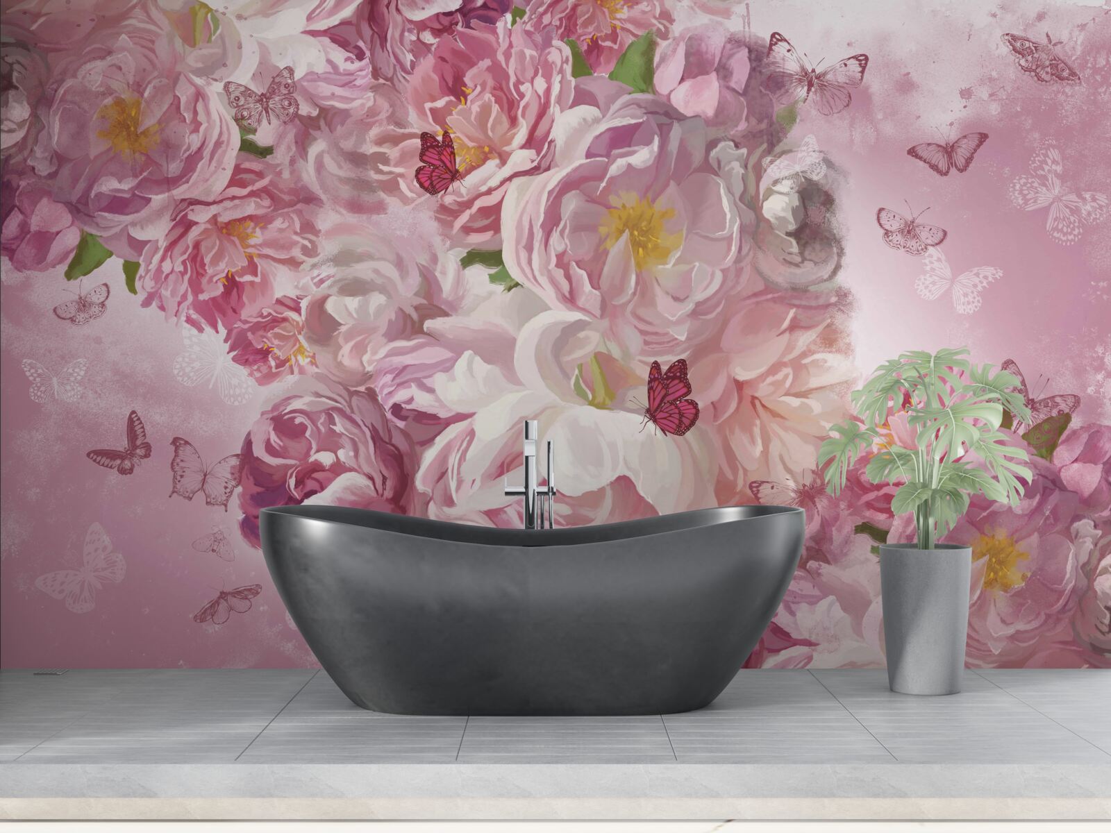 Carta da parati ramo decorato con boccioli di fiori