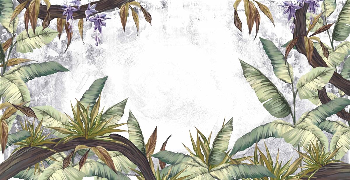 Carta da parati le foglie della flora tropicale sono verdi