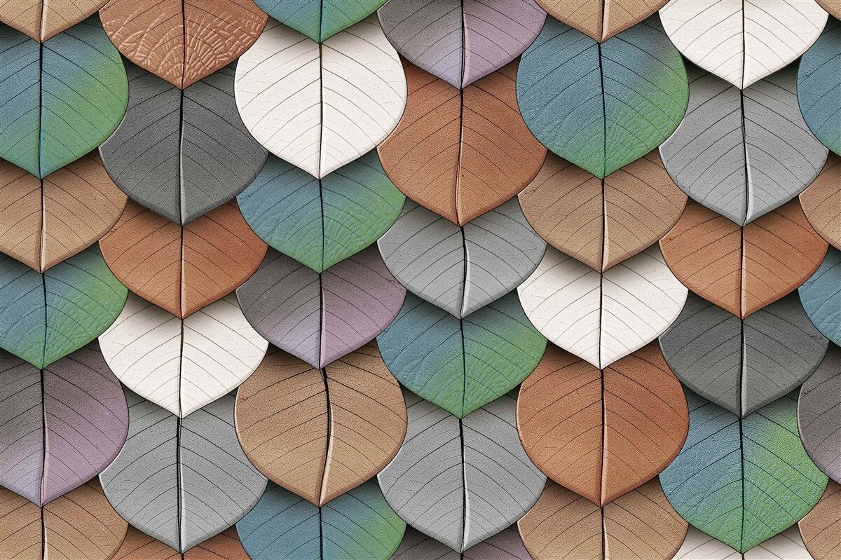 Carta da parati astrazione autunnale di foglie e fiori