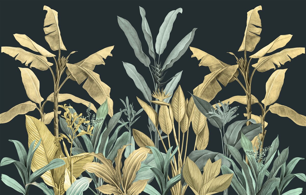 Carta da parati ricche sfumature di piante tropicali