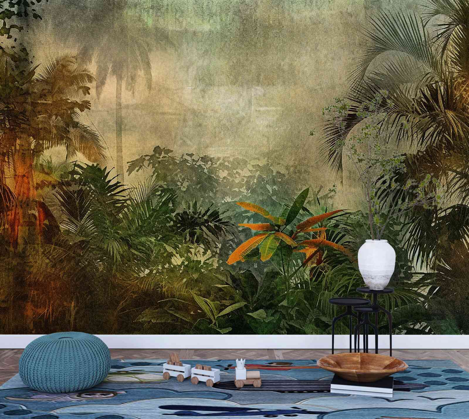 Carta da parati flora lussureggiante nelle foreste tropicali