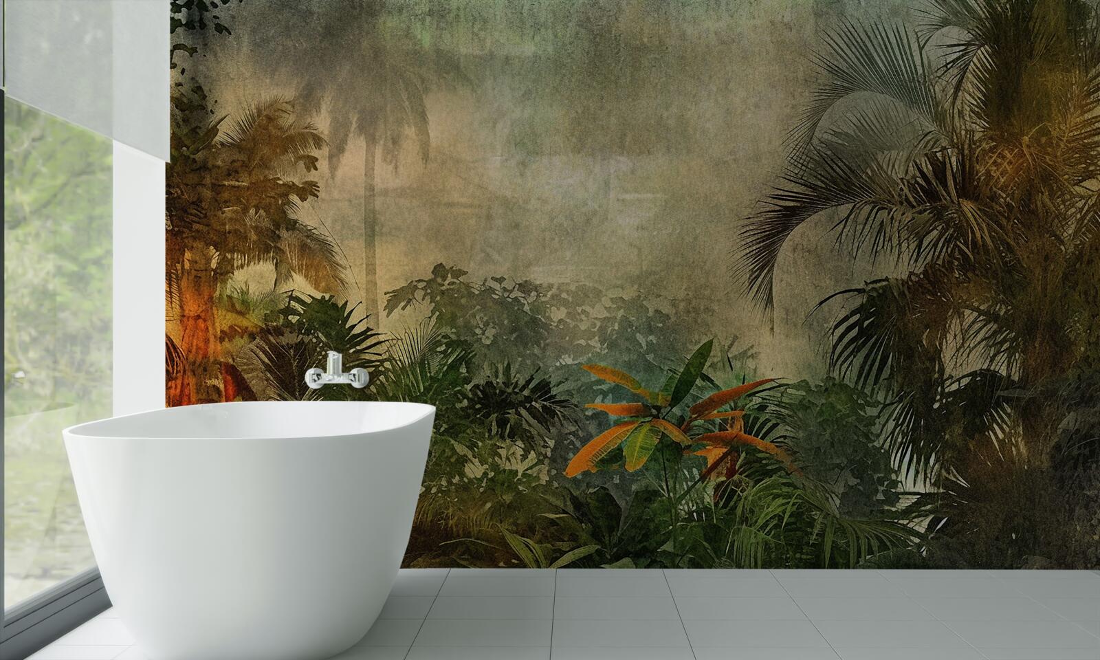 Carta da parati flora lussureggiante nelle foreste tropicali