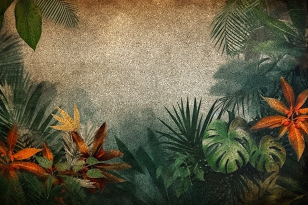 Carta da parati pioggia in una giungla tropicale