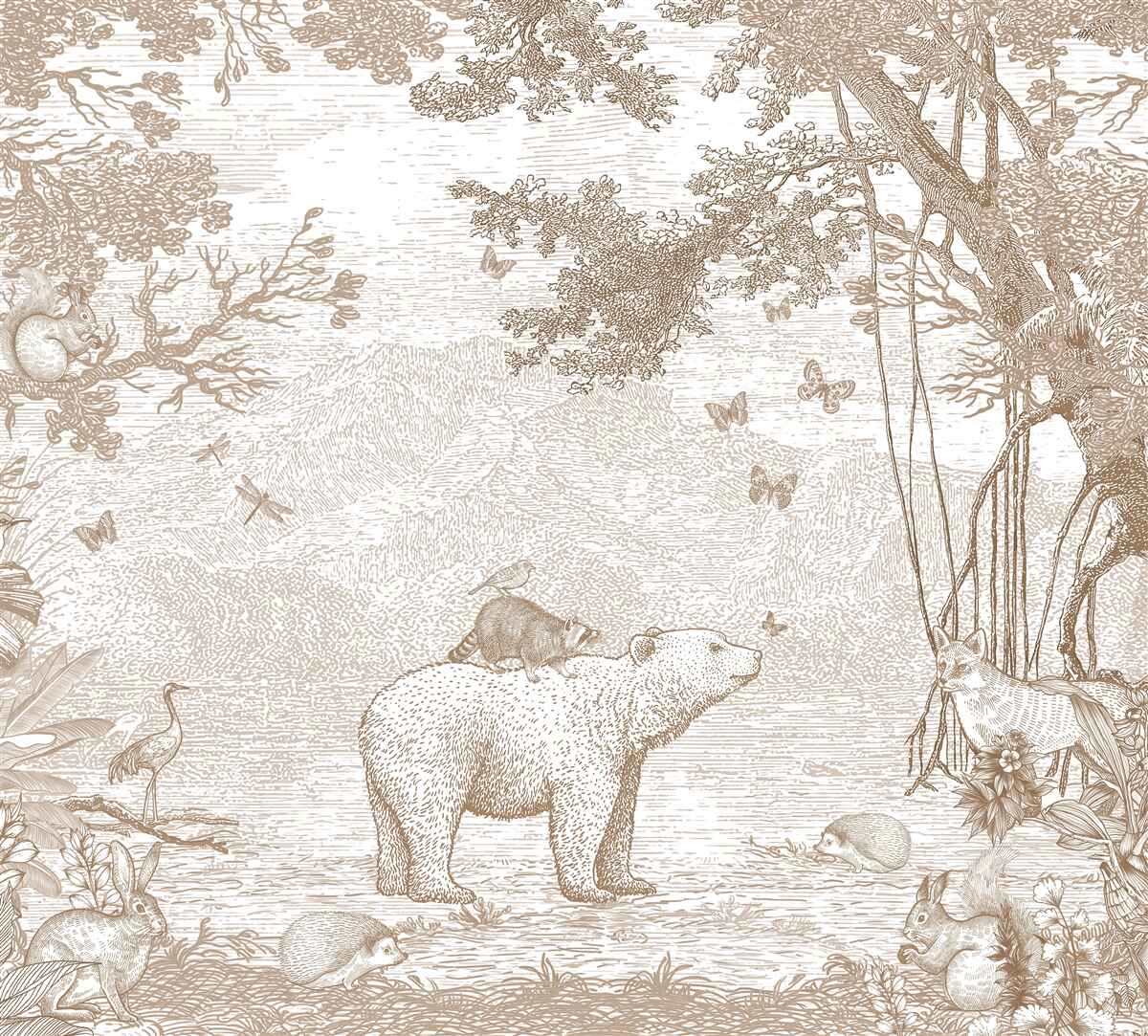 Carta da parati un orso cammina in una foresta innevata