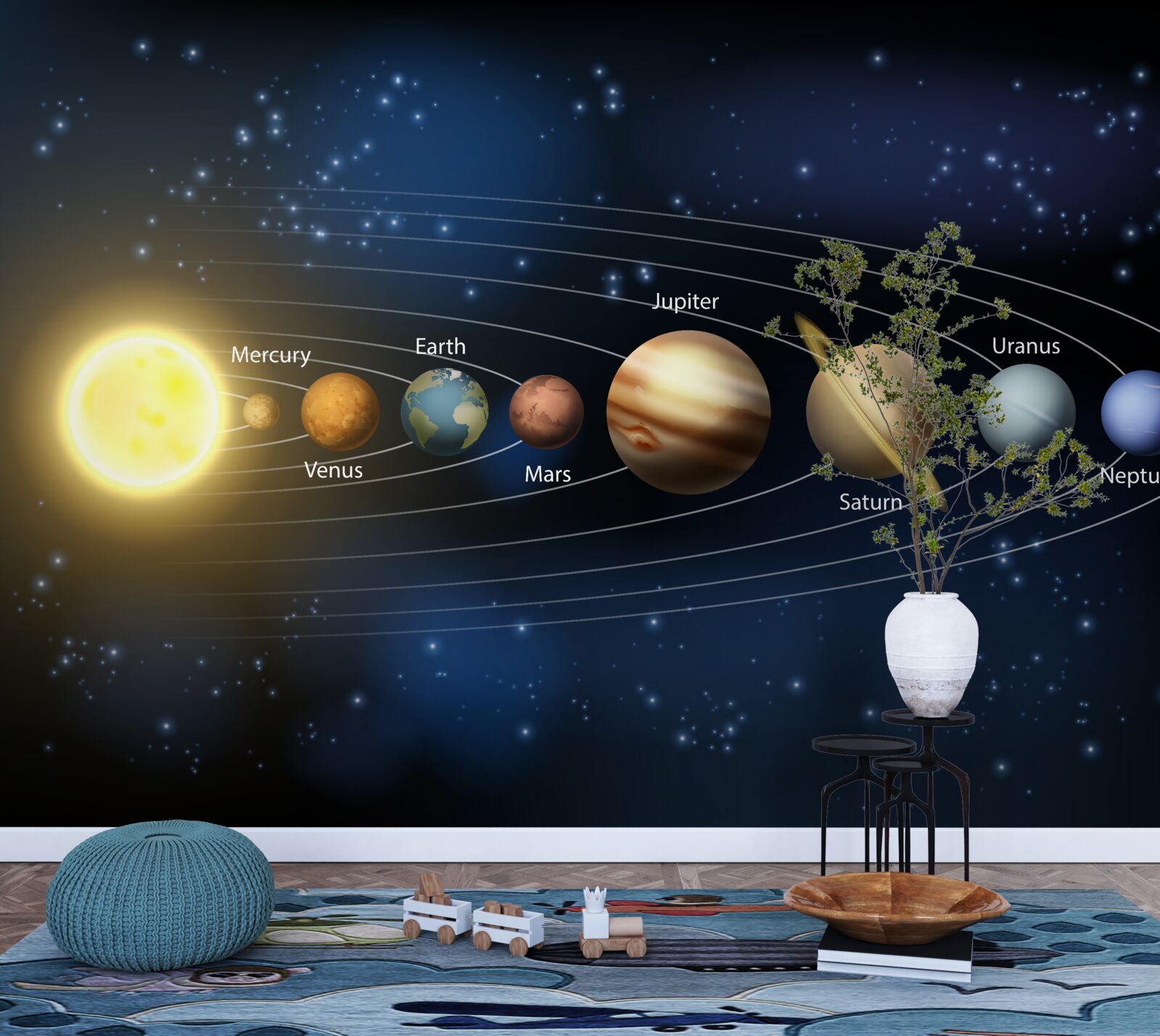 Carta da parati l'ordine di rotazione dei pianeti intorno alla nostra galassia