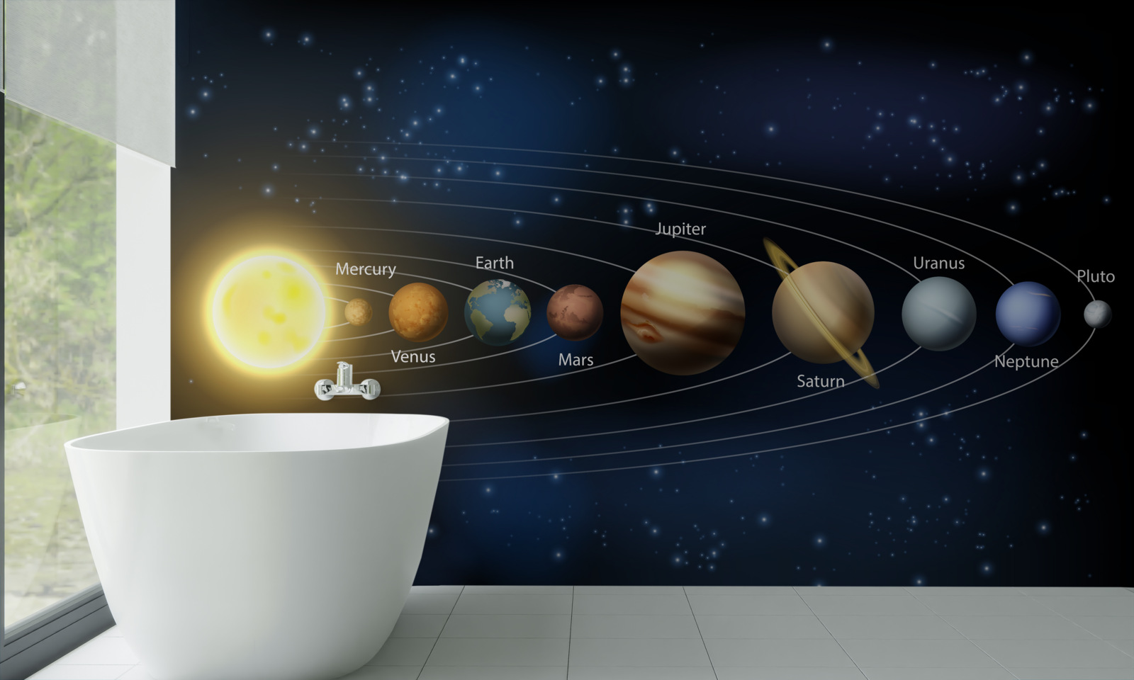 Carta da parati l'ordine di rotazione dei pianeti intorno alla nostra galassia