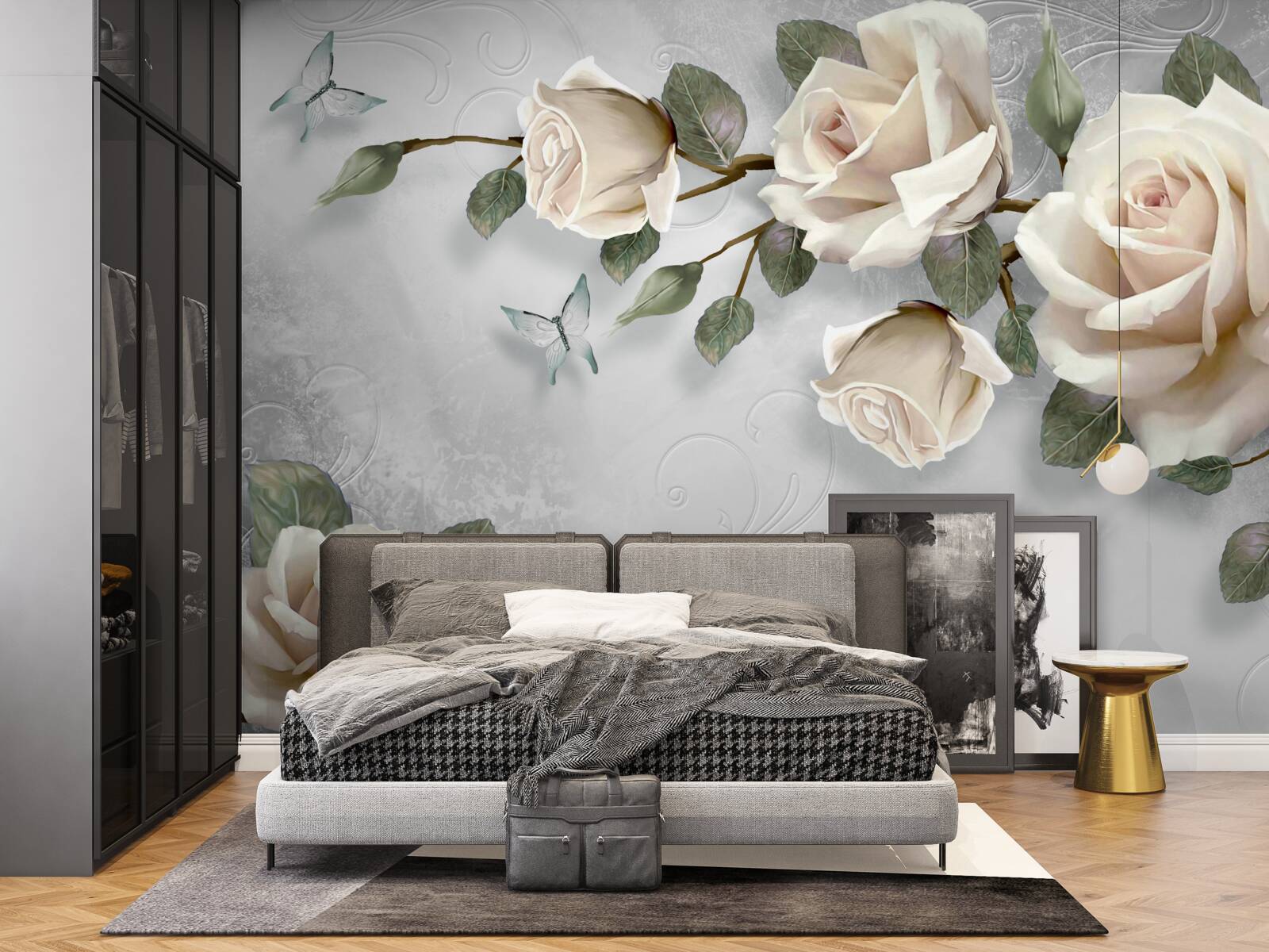 Carta da parati rami di una rosa delicatamente fiorita
