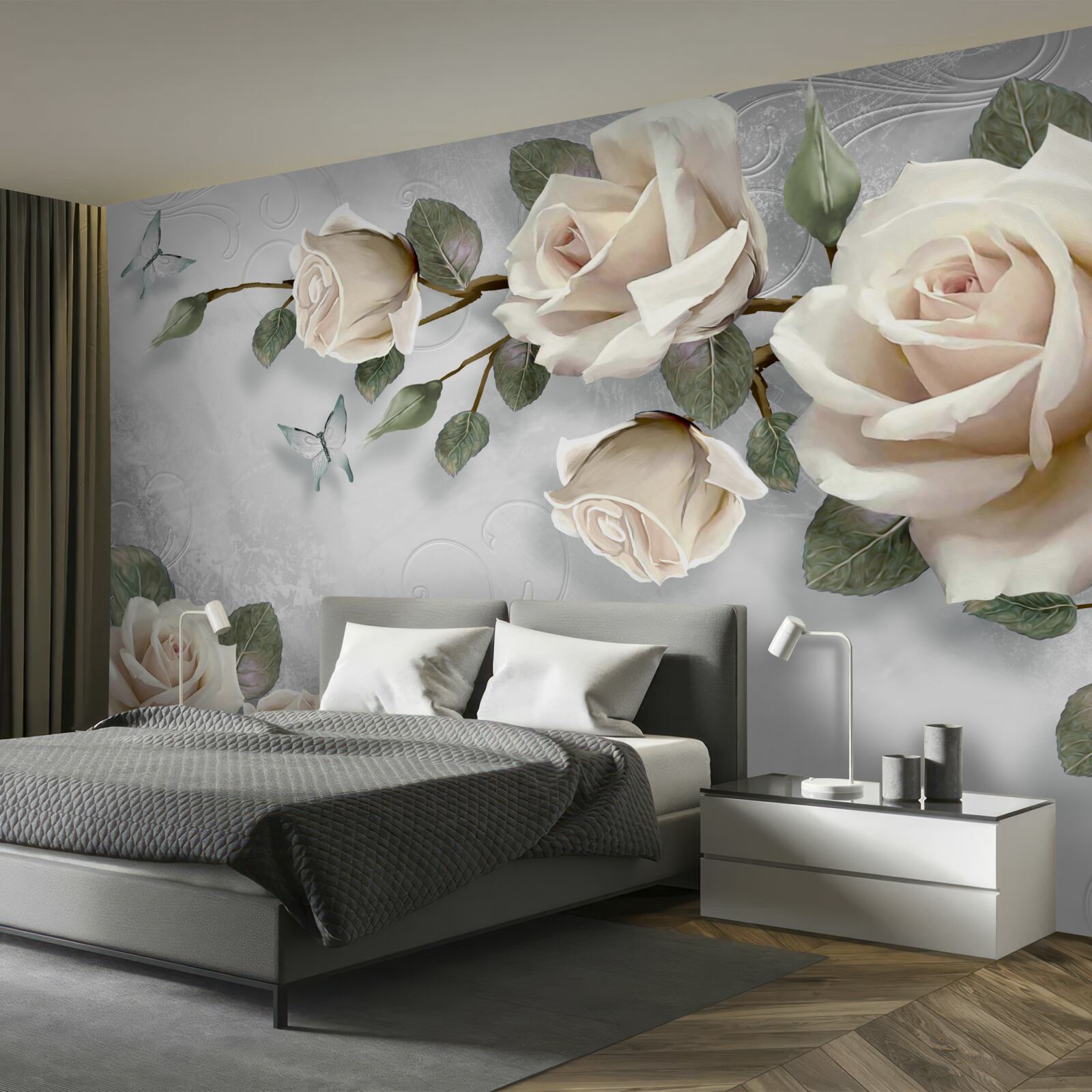 Carta da parati rami di una rosa delicatamente fiorita