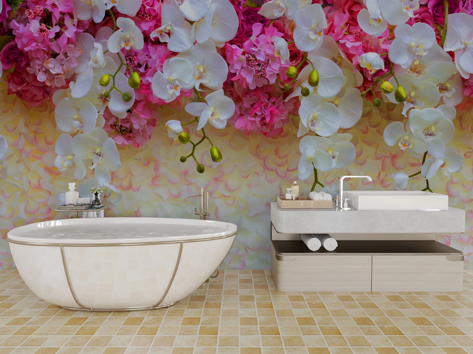 Carta da parati orchidee i cui fiori sono cadenti