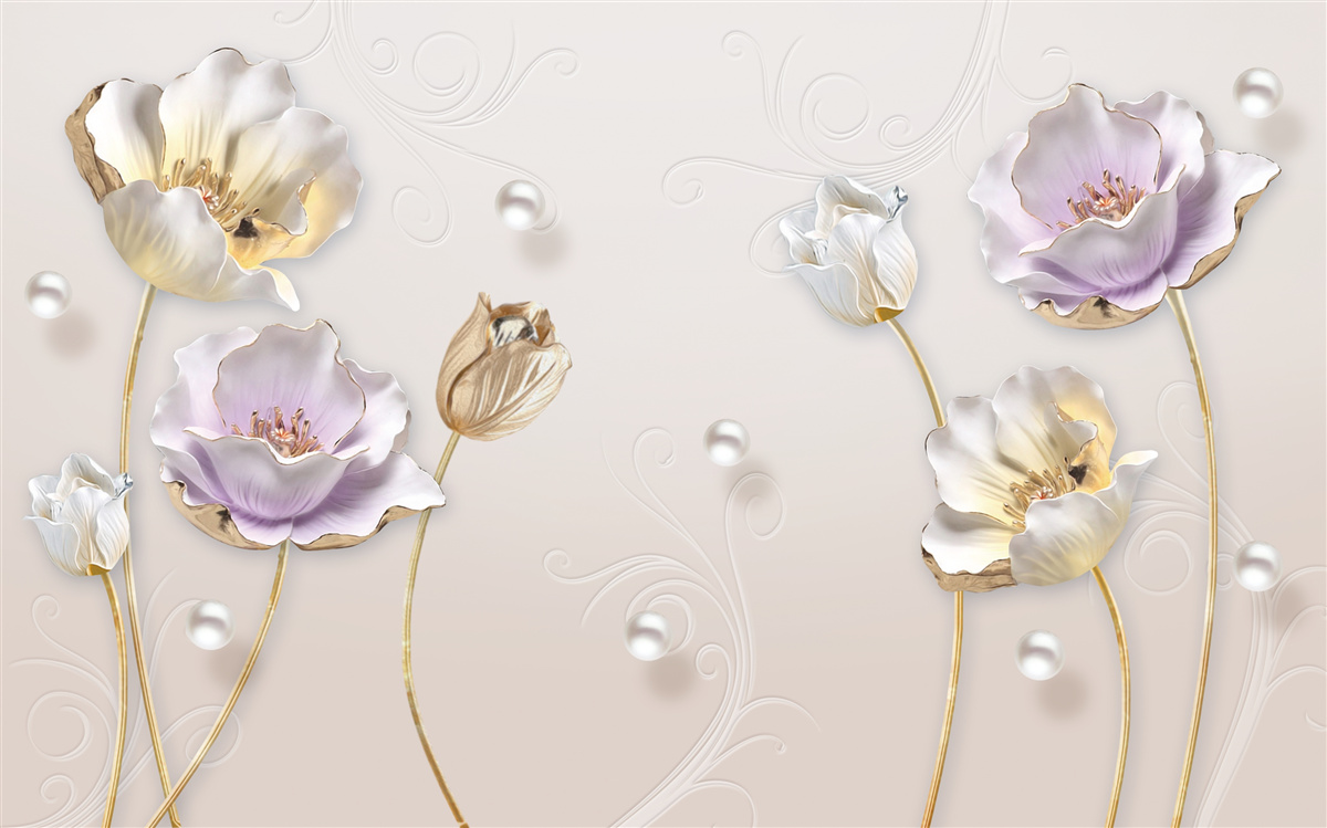Carta da parati eleganti fiori di madreperla