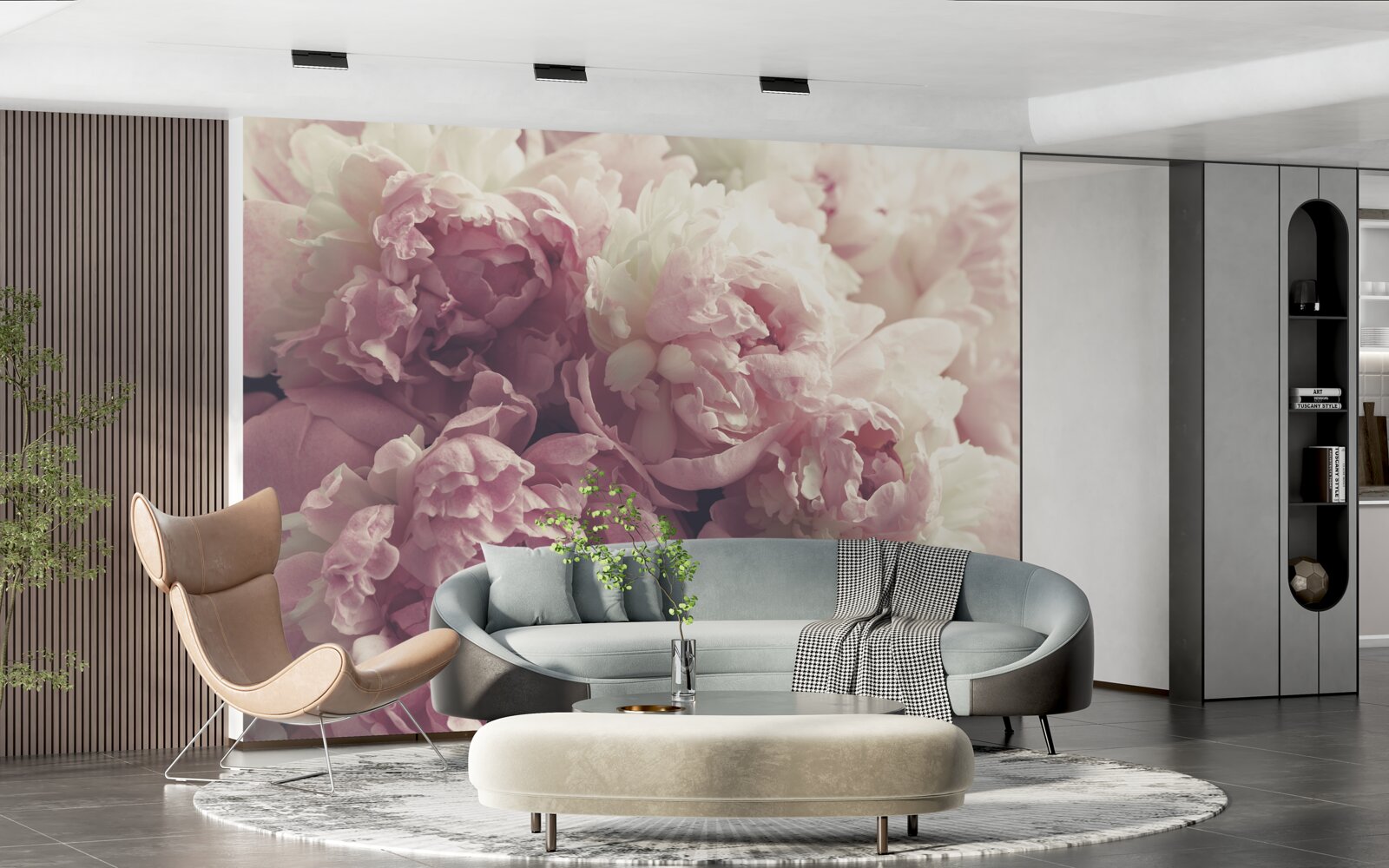 Carta da parati grandi peonie rosa
